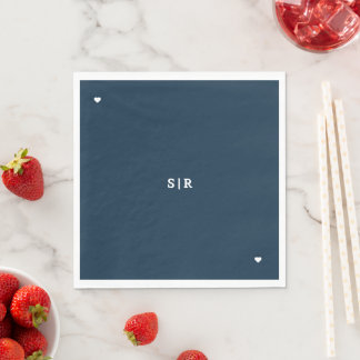 Papel Guardanapo de casamento minimalista navy