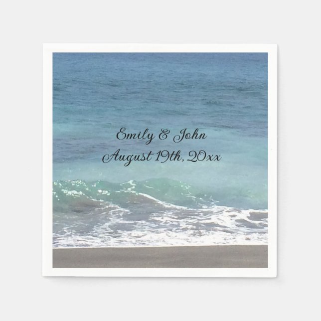 Papel Guardanapo de casamento Ondas de Praia (Frente)