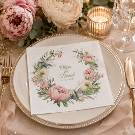Papel Guardanapo de Casamento Peônia Bege e Rosa
