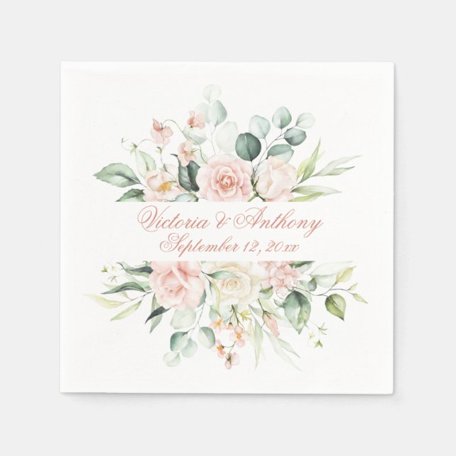 Papel Guardanapo de casamento personalizado com flores r (Frente)