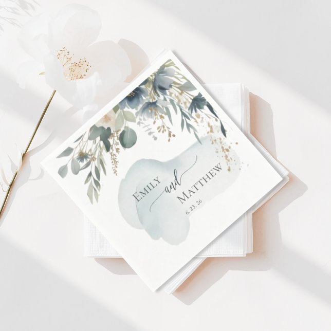 Papel Guardanapo de Casamento Verde-escuro Azul (Criador carregado)
