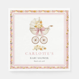 Papel Guardanapo de Chã de Bebê Floral Rosa para Chá de