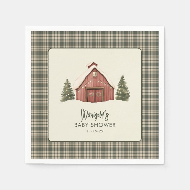Papel Guardanapo de Chá de Bebê Rústico Natal Feliz (Frente)