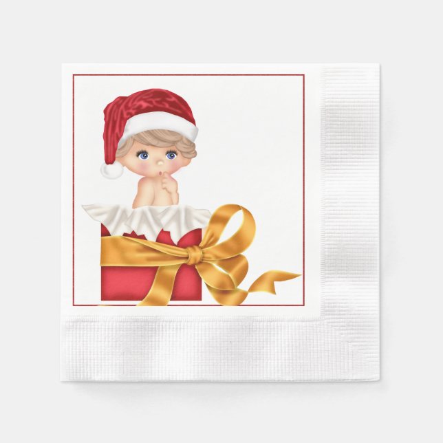 Papel Guardanapo de Churrasco de Bebê de Natal (Frente)