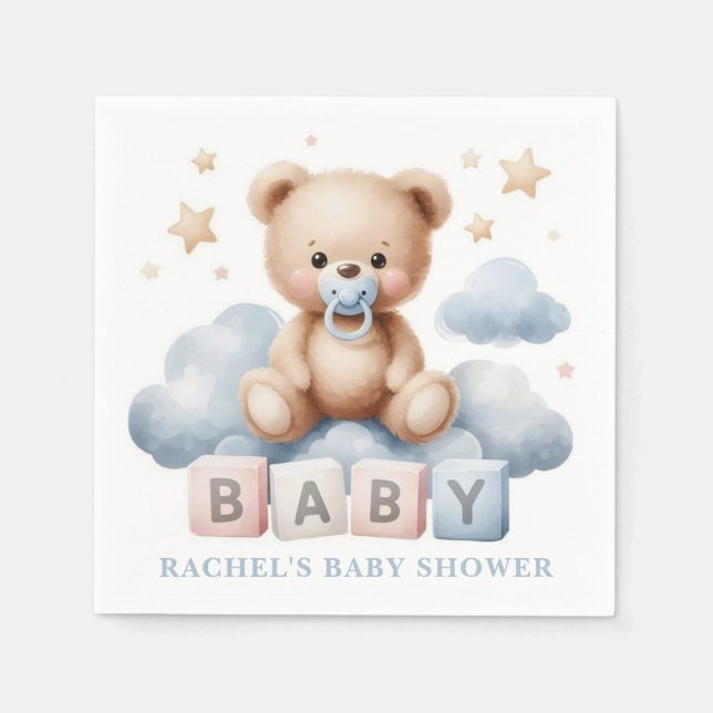 Papel Guardanapo de Chuveirinho de Bebê Urso de Pelúcia (Frente)