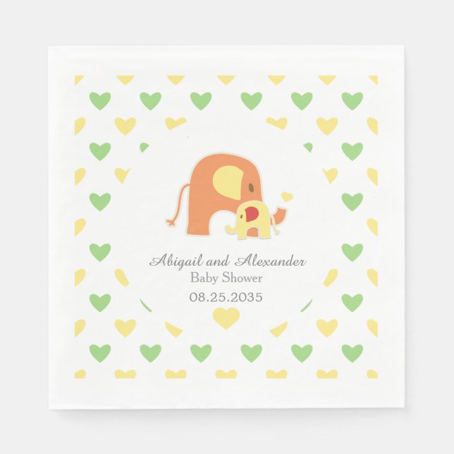 Papel Guardanapo de Chuveiro de Bebê com Tema de Elefant (Frente)