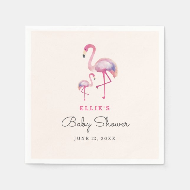 Papel Guardanapo de Chuveiro de Bebê Flamingo Rosa (Frente)