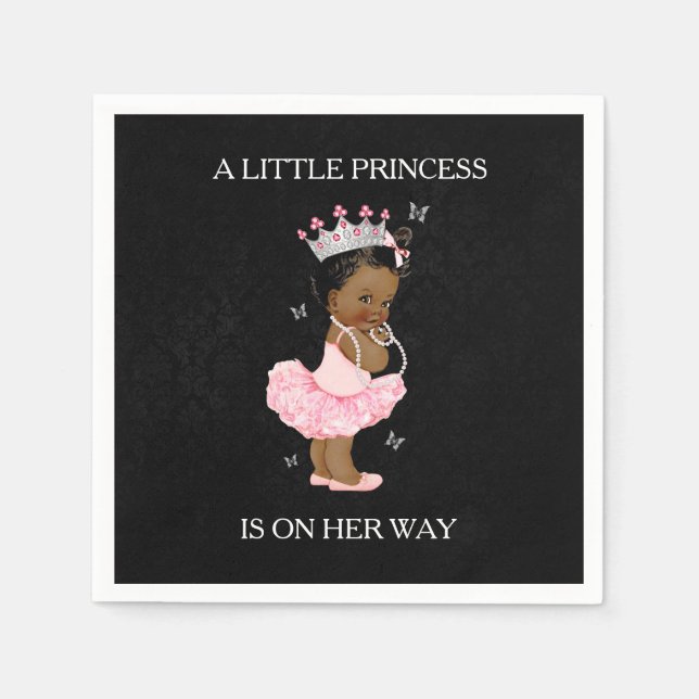 Papel Guardanapo de Chuveiro de Bebê Princesa Afro-Ameri (Frente)