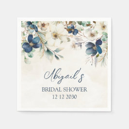 Papel Guardanapo de Chuveiro de Noiva Floral Azul Elegan