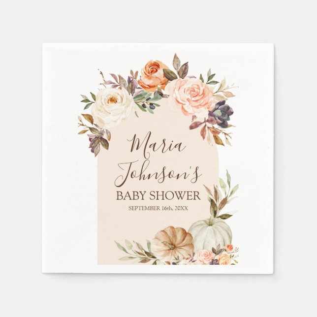 Papel Guardanapo de Chuveiro de Noiva Floral de Abóbora  (Frente)