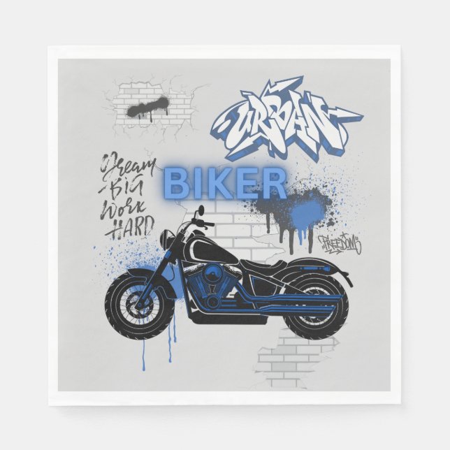 Papel Guardanapo de cinza e azul de motocicleta (Frente)