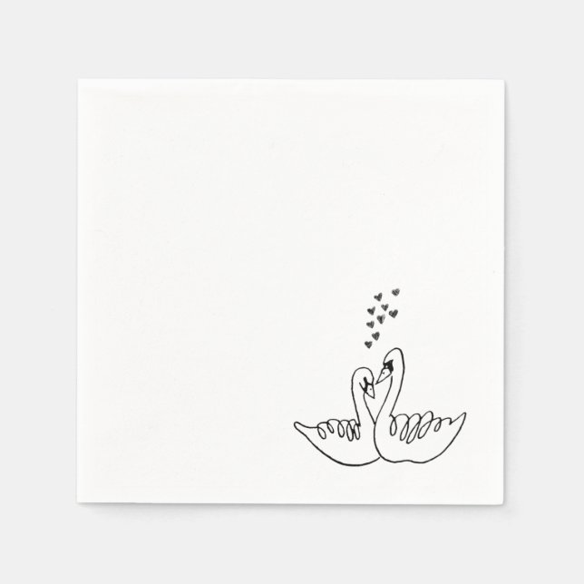Papel Guardanapo de Cocktail Cisnes de Casamento (Frente)