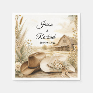 Papel Guardanapo de Cocktail de Casamento de Chapéu de C