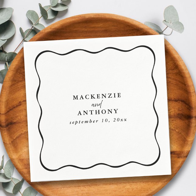 Papel Guardanapo de Cocktail de Casamento Preto e Branco (Criador carregado)