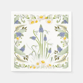 Papel Guardanapo de Cocktail de Flores de Verão