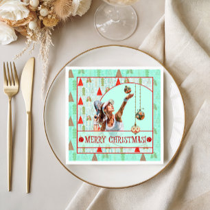 Papel Guardanapo de Cocktail de Padel – Natal Retro de P