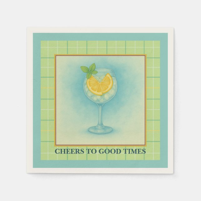 Papel Guardanapo de Cocktail | Gin & Limão Recepção de V (Frente)