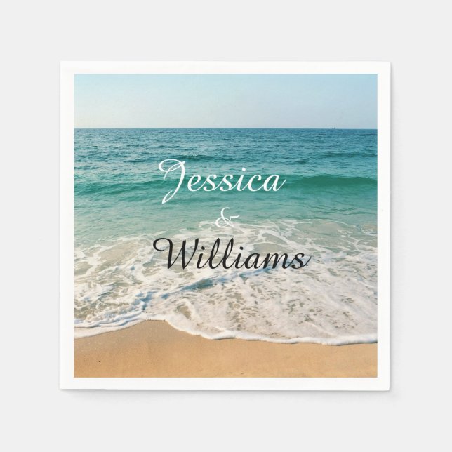 Papel Guardanapo de Cocktail para Casamento na Praia (Frente)
