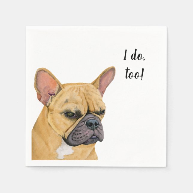 Papel Guardanapo de Cocktail Personalizado Frenchie Dog (Frente)