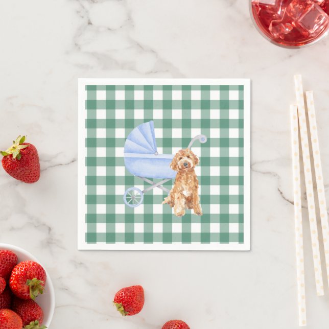 Papel Guardanapo de Criança Xadrez Gingham Golden Doodle (Insitu)