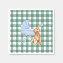 Papel Guardanapo de Criança Xadrez Gingham Golden Doodle