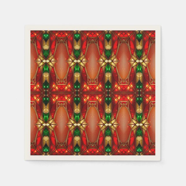 Papel Guardanapo de Férias com Vidro Pintado Ornamentado (Frente)
