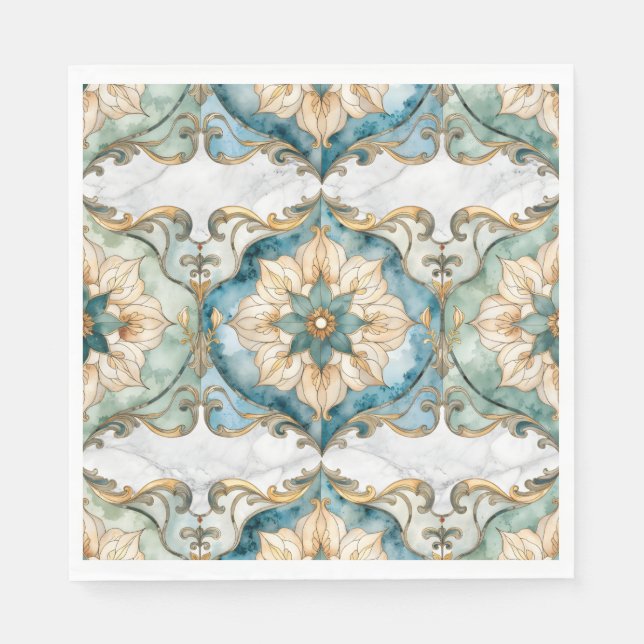 Papel Guardanapo de festa Cerulean Bloom Tapestry (Frente)
