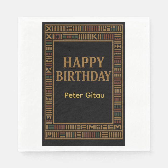 Papel Guardanapo de festa de aniversário African Gold Ke (Frente)