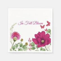 Guardanapo de festa de aquarela com borboleta flor