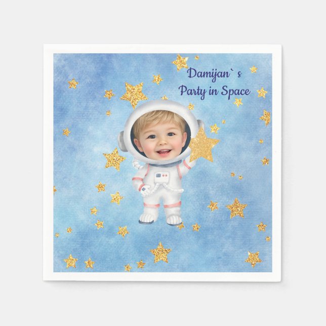Papel Guardanapo de festa de astronauta Little Star (Frente)