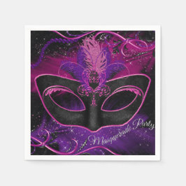 Papel Guardanapo de festa de máscaras com máscara rosa e