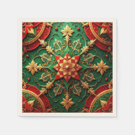 Papel Guardanapo de Festa Decorativo Verde Vermelho