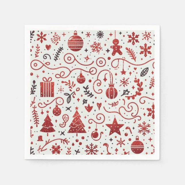 Papel Guardanapo de Festa Decorativo Vermelho Branco (Frente)