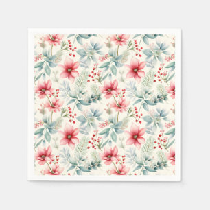 Papel Guardanapo de Festa Floral Vermelho