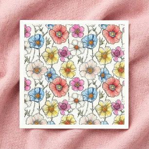 Papel Guardanapo de flores silvestres coloridas