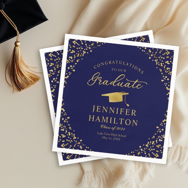 Papel Guardanapo de formatura com confete dourado da Mar (Criador carregado)