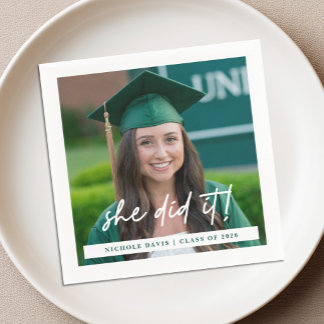 Papel Guardanapo de Formatura com Foto 'Ela Conseguiu'