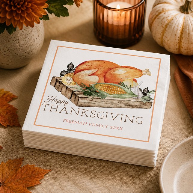 Papel Guardanapo de jantar de Ação de Graças feliz (Autumn Thanksgiving Paper Napkins)