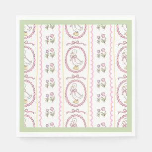 Papel Guardanapo de Jantar Padrão para Chá de Bebê Pink 