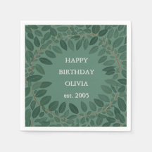 Guardanapo de moldura de eucalipto com texto perso