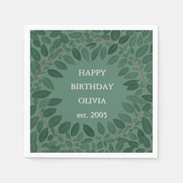 Papel Guardanapo de moldura de eucalipto com texto perso