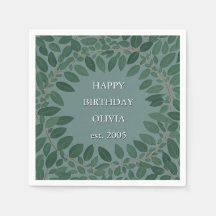 Guardanapo de moldura de eucalipto em azul retrô c