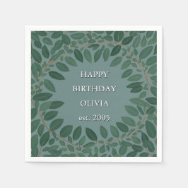 Papel Guardanapo de moldura de eucalipto em azul retrô c