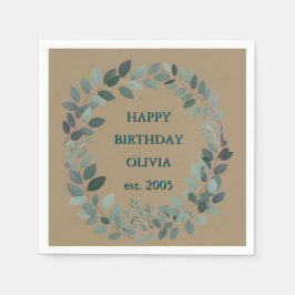 Papel Guardanapo de moldura de eucalipto em texto person