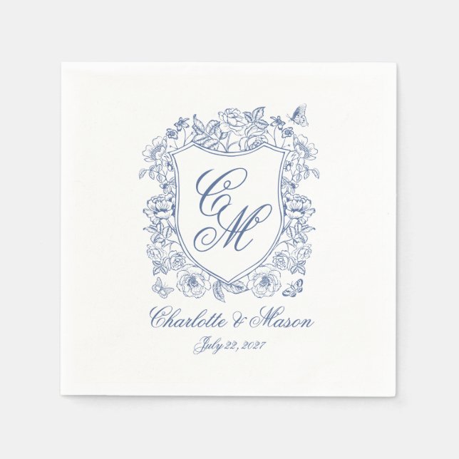 Papel Guardanapo de Monograma de Casamento com Brasão Fl (Frente)
