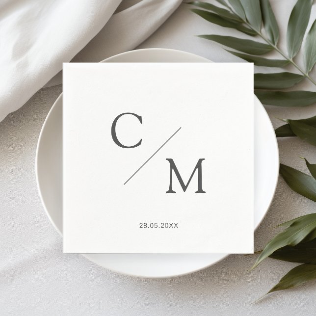 Papel Guardanapo de monograma elegantemente simples (Criador carregado)