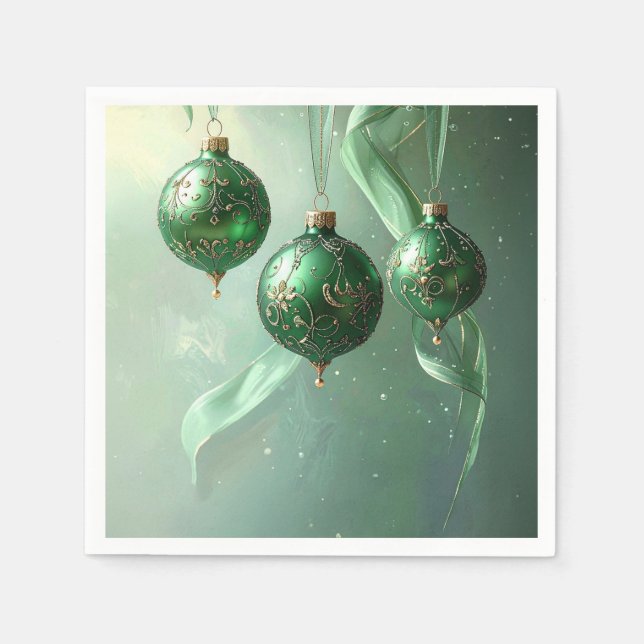 Papel Guardanapo de Natal com Bola Verde de Natal (Frente)