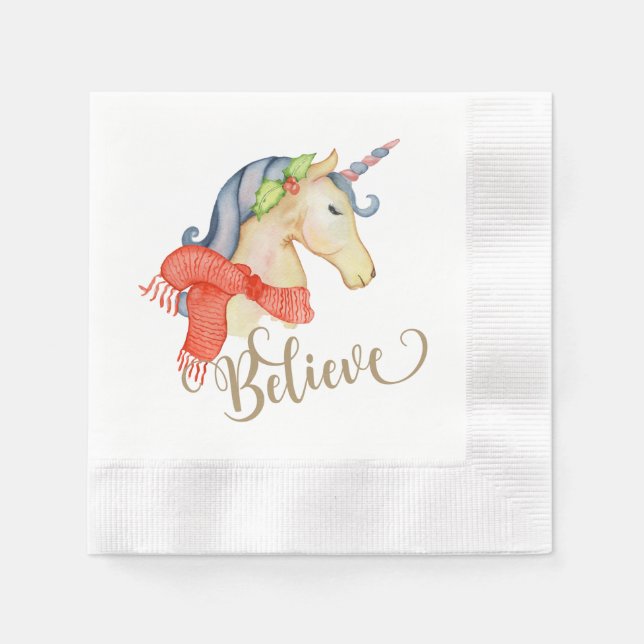 Papel Guardanapo de Natal de Unicórnio (Frente)