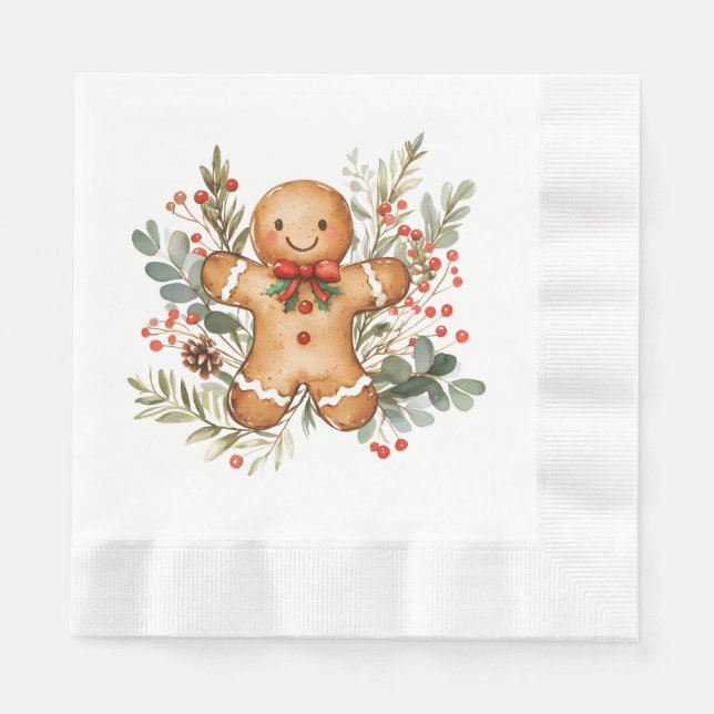 Papel Guardanapo de Natal Folhagem Homem de Biscoito (Frente)