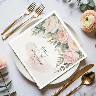 Papel Guardanapo de Noiva Floral Bege e Marfim
